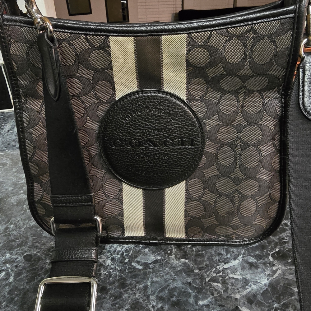 Coach Black and Gray Signature Messenger Bag
